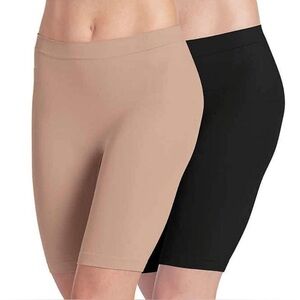 Jockey Women's 2-Pk Skimmies Original Slip Short Black/Light Nude Large Micro